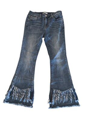 Luxe Moda Fringed Jeans Mid Rise Size 12 Excellent!